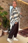 Made in Italy Big Softie Stripe Shortie Knit Slate